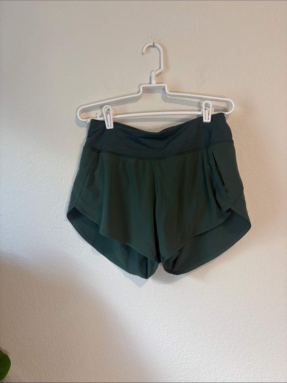 Outdoor Voices Deep Green lined Running Shorts with Zip Pocket M